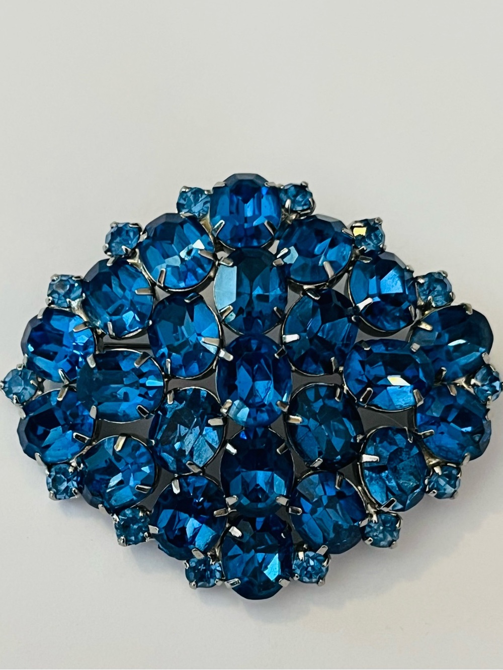 Vintage-Style Blue Rhinestone Brooch